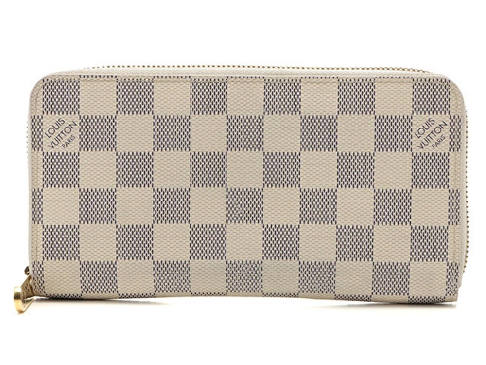 LOUIS VUITTON Zippy Wallet Long Damier Azur White